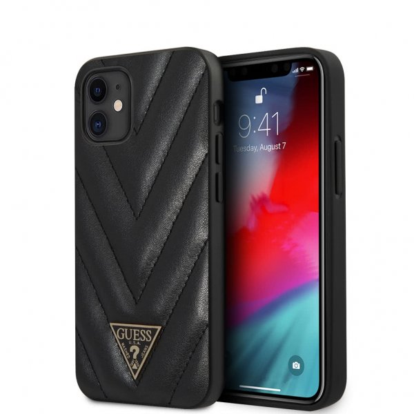 Guess iPhone 12 Mini Skal V Quilted Svart