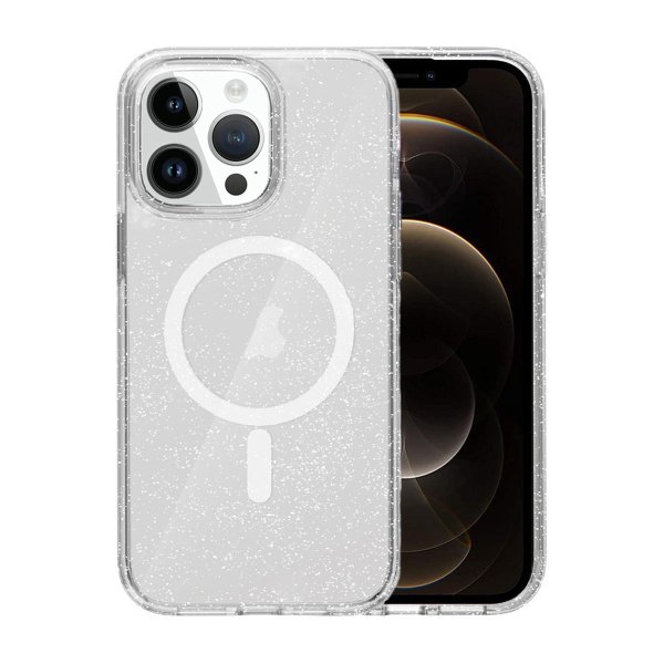 iPhone 12/iPhone 12 Pro Skal Glitter Stöttåligt Transparent