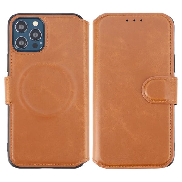 Rvelon iPhone 12/iPhone 12 Pro Fodral Utfällbart Kortfack Brun