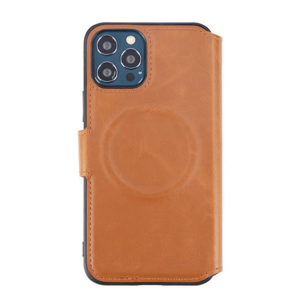Rvelon iPhone 12/iPhone 12 Pro Fodral Utfällbart Kortfack Brun