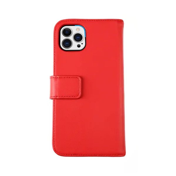 Rvelon iPhone 12/iPhone 12 Pro Fodral Äkta läder Kortfack Röd