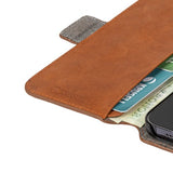 Krusell iPhone 13 Fodral Leather PhoneWallet Cognac
