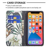 iPhone 13 Pro Fodral Flip Motiv Blad och Blommor