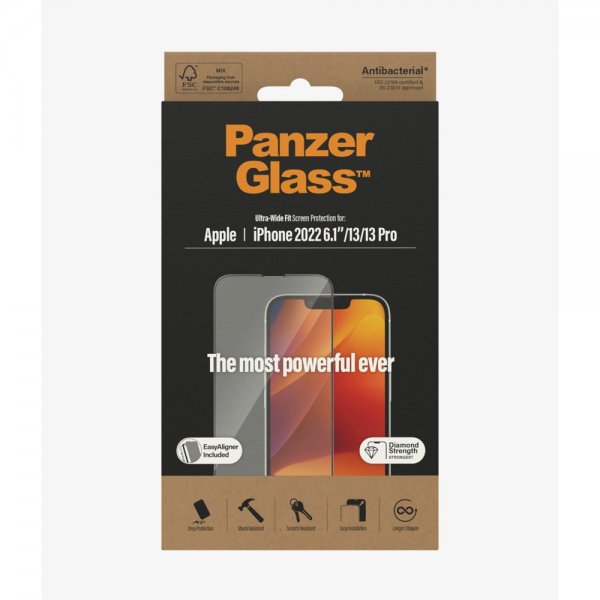 PanzerGlass iPhone 13/iPhone 13 Pro/iPhone 14 Skärmskydd Ultra-Wide Fit EasyAligner