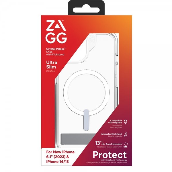 ZAGG iPhone 13/iPhone 14/iPhone 15 Skal Crystal Palace Snap Kickstand Clear