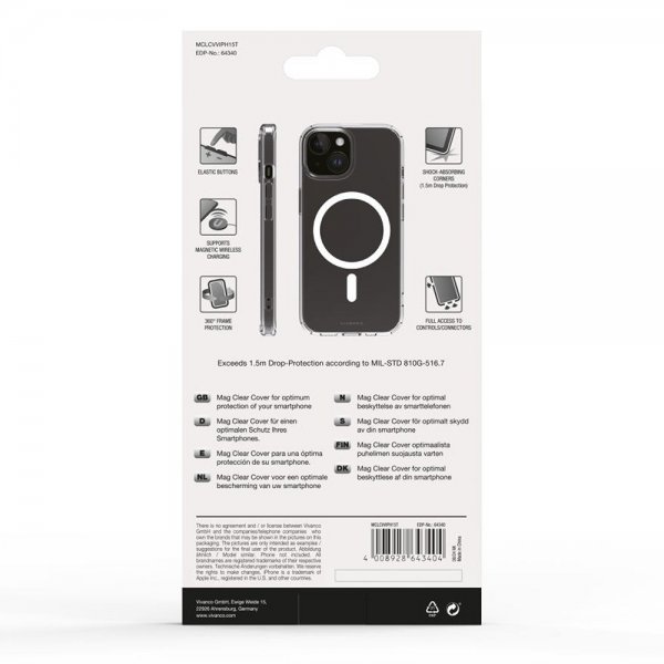 Vivanco iPhone 13/iPhone 14/iPhone 15 Skal Mag Clear Transparent