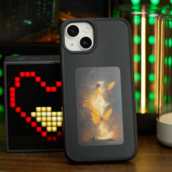 iPhone 13/iPhone 14 Skal med Inbyggd Display E Ink Case Svart