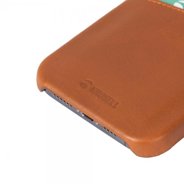 Krusell iPhone 13 Mini Skal Leather CardCover Cognac Brown