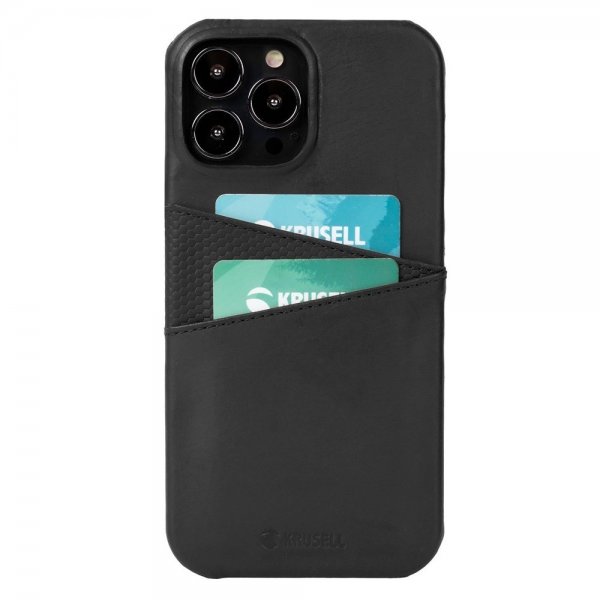 Krusell iPhone 13 Mini Skal Leather CardCover Vintage Black
