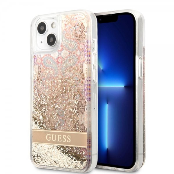 Guess iPhone 13 Mini Skal Liquid Glitter Paisley Pattern Guld