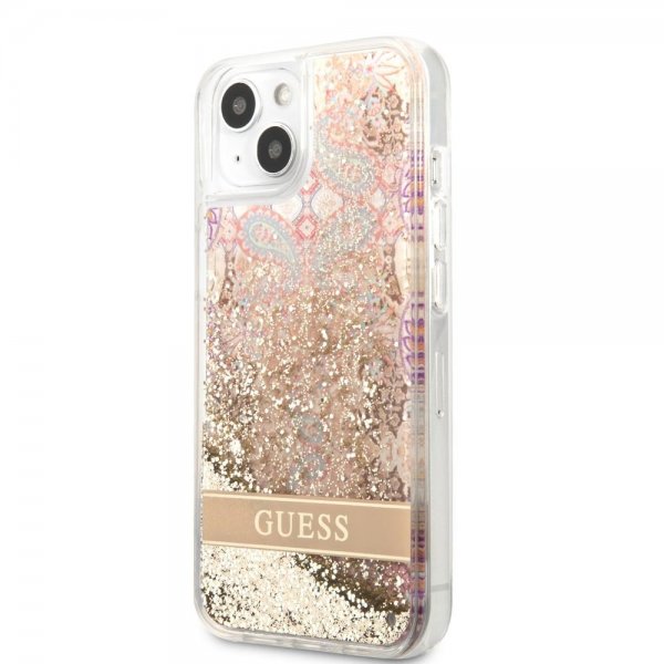 Guess iPhone 13 Mini Skal Liquid Glitter Paisley Pattern Guld