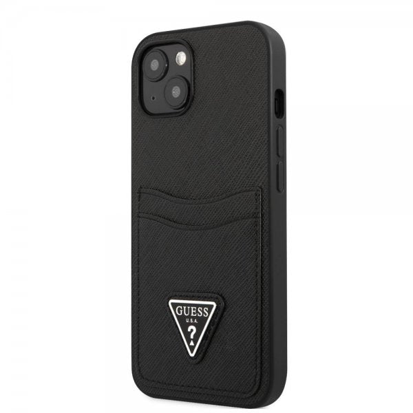 Guess iPhone 13 Mini Skal Saffiano Double Cardslot Svart