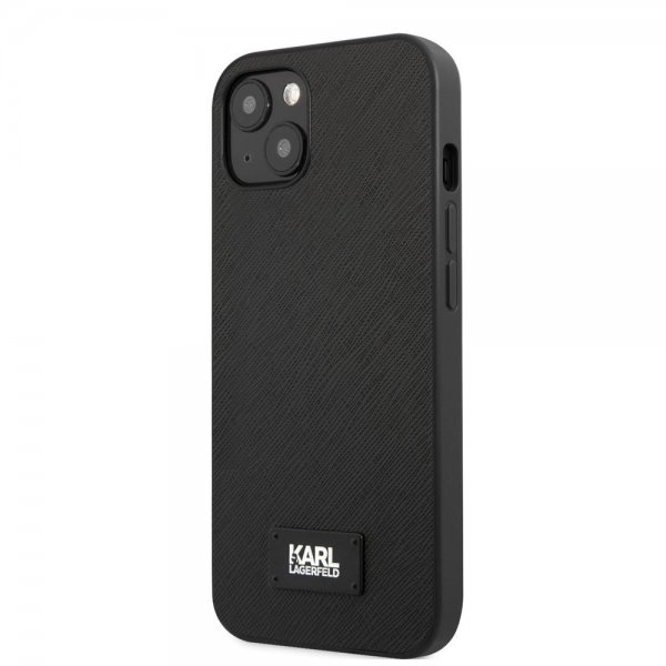 Karl Lagerfeld iPhone 13 Mini Skal Saffiano Metal Plaque Svart