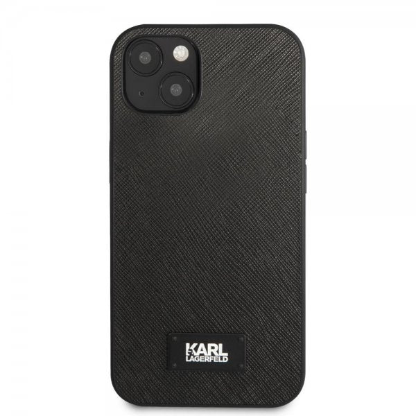 Karl Lagerfeld iPhone 13 Mini Skal Saffiano Metal Plaque Svart