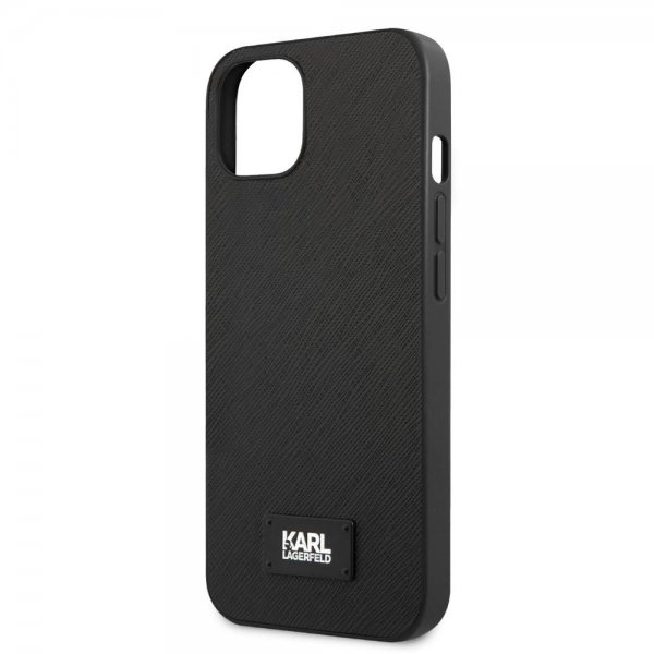 Karl Lagerfeld iPhone 13 Mini Skal Saffiano Metal Plaque Svart