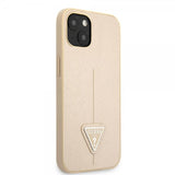 Guess iPhone 13 Mini Skal Saffiano Metal Triangle Beige