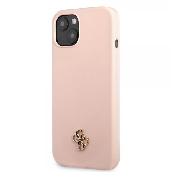 Guess iPhone 13 Mini Skal Silicone Metal Logo 4G Light Pink