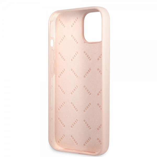 Guess iPhone 13 Mini Skal Silicone Metal Logo 4G Light Pink