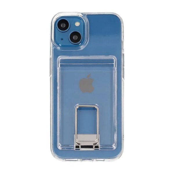 Rvelon iPhone 13 Skal med Stativ Korthållare Transparent
