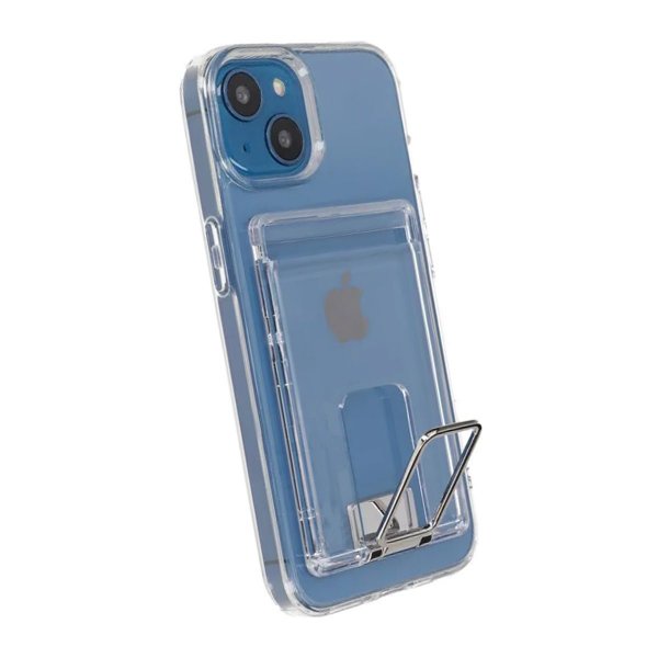 Rvelon iPhone 13 Skal med Stativ Korthållare Transparent