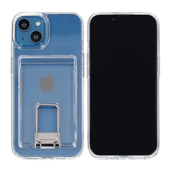 Rvelon iPhone 13 Skal med Stativ Korthållare Transparent