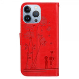 iPhone 13 Pro Fodral Blommönster Röd