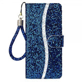 iPhone 13 Pro Fodral Glitter Stripe Blå