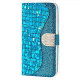 iPhone 13 Pro Fodral Krokodilmönster Glitter Blå