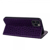 iPhone 13 Pro Fodral Krokodilmönster Glitter Flip Lila