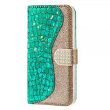 iPhone 13 Pro Fodral Krokodilmönster Glitter Grön