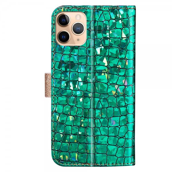 iPhone 13 Pro Fodral Krokodilmönster Glitter Grön