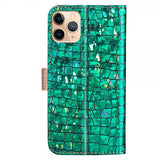 iPhone 13 Pro Fodral Krokodilmönster Glitter Grön