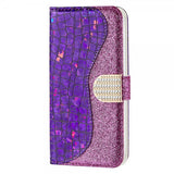 iPhone 13 Pro Fodral Krokodilmönster Glitter Lila