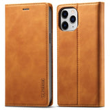 Lc.Imeeke iPhone 13 Pro Fodral med Kortfack Flip Brun