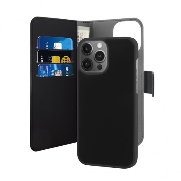 Puro iPhone 13 Pro Fodral Wallet Detachable 2 in 1 Svart