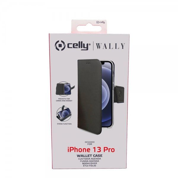 Celly iPhone 13 Pro Fodral Wally Wallet Case Svart