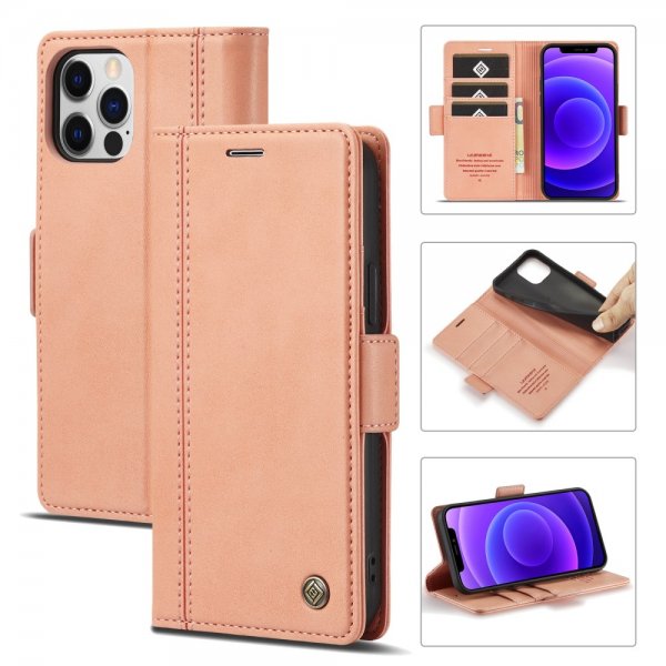 Lc.Imeeke iPhone 13 Pro Fodral med Kortfack Stativfunktion Rosa