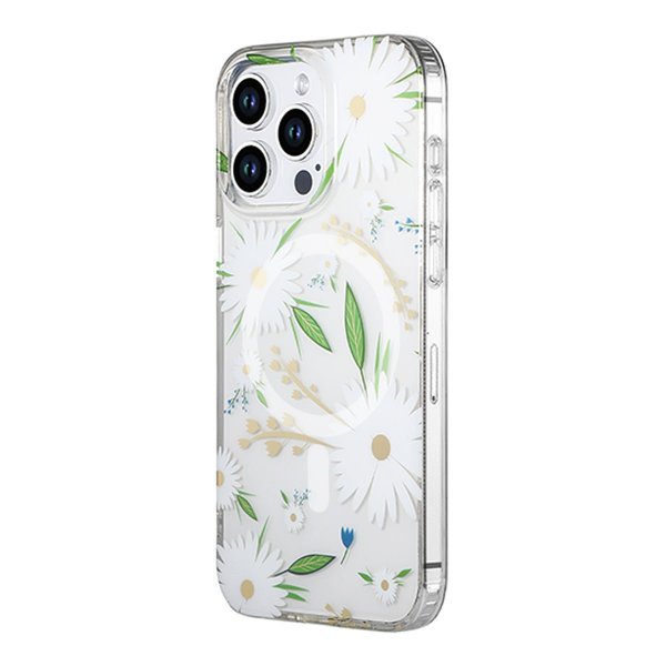 iPhone 13 Pro Max Skal Blommönster MagSafe Vit