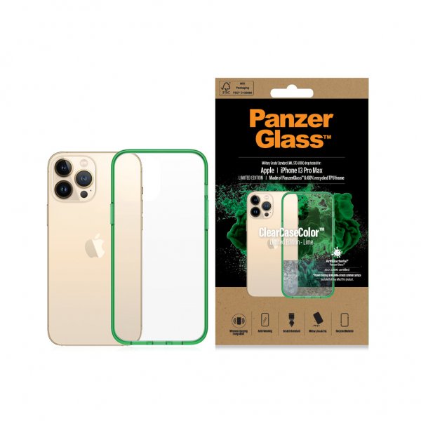 PanzerGlass iPhone 13 Pro Max Skal ClearCase Color Lime