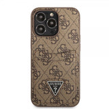 Guess iPhone 13 Pro Max Skal Double Cardslot Metal Triangle Brun