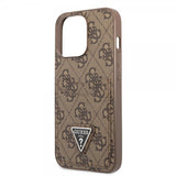 Guess iPhone 13 Pro Max Skal Double Cardslot Metal Triangle Brun