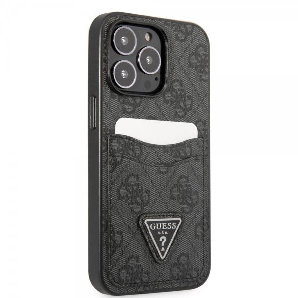 Guess iPhone 13 Pro Max Skal Double Cardslot Metal Triangle Svart