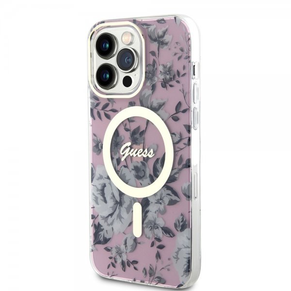 Guess iPhone 13 Pro Max Skal Flower MagSafe Rosa