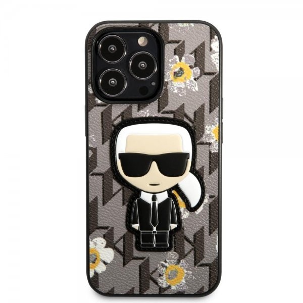 Karl Lagerfeld iPhone 13 Pro Max Skal Flower Monogram Iconic Patch Grå