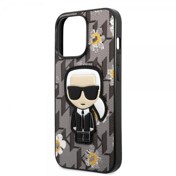 Karl Lagerfeld iPhone 13 Pro Max Skal Flower Monogram Iconic Patch Grå