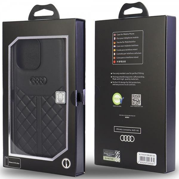 Audi iPhone 13 Pro Max Skal Genuine Leather Case Svart