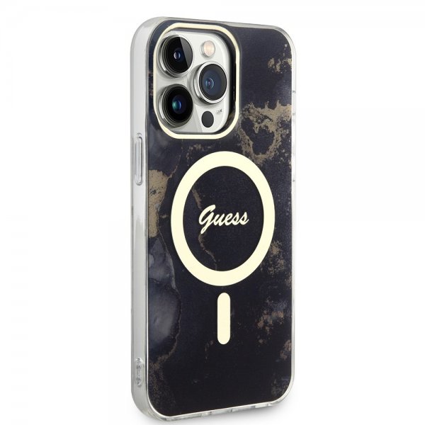 Guess iPhone 13 Pro Max Skal Golden Marble MagSafe Svart