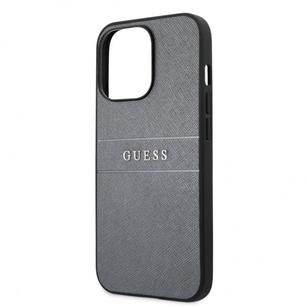 Guess iPhone 13 Pro Max Skal Hot Stamp Metal Logo Grå