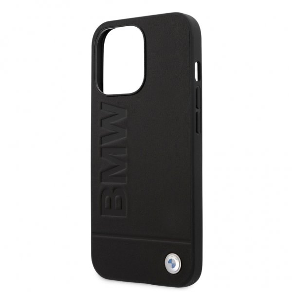 BMW iPhone 13 Pro Max Skal Hot Stamp Metal Logo Svart