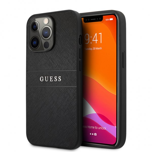 Guess iPhone 13 Pro Max Skal Hot Stamp Metal Logo Svart
